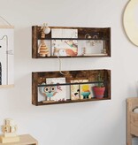 VidaXL Tijdschrift Rek met plank 2 pcs Gerookt eiken 80 x 12 x 30 cm