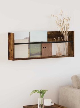 VidaXL Tijdschrift Rek Gerookt eiken 80 x 12 x 30 cm Bewerkt hout