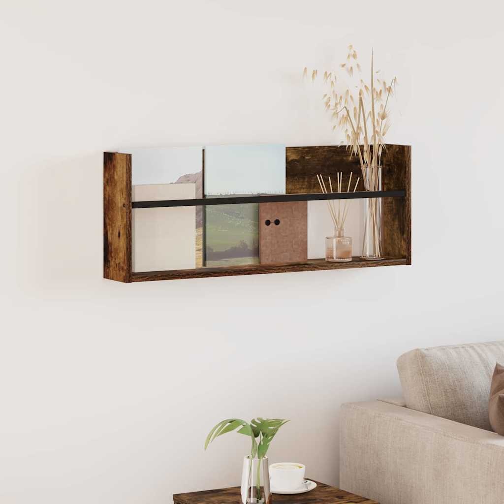 VidaXL Tijdschrift Rek Gerookt eiken 80 x 12 x 30 cm Bewerkt hout