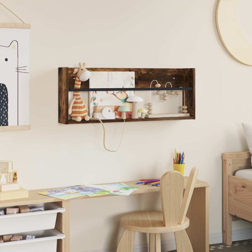 VidaXL Tijdschrift Rek Gerookt eiken 80 x 12 x 30 cm Bewerkt hout