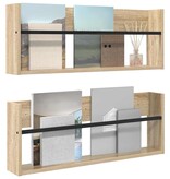 VidaXL Tijdschrift Rek 2 pcs Sonoma Eiken 80 x 12 x 30 cm Bewerkt hout