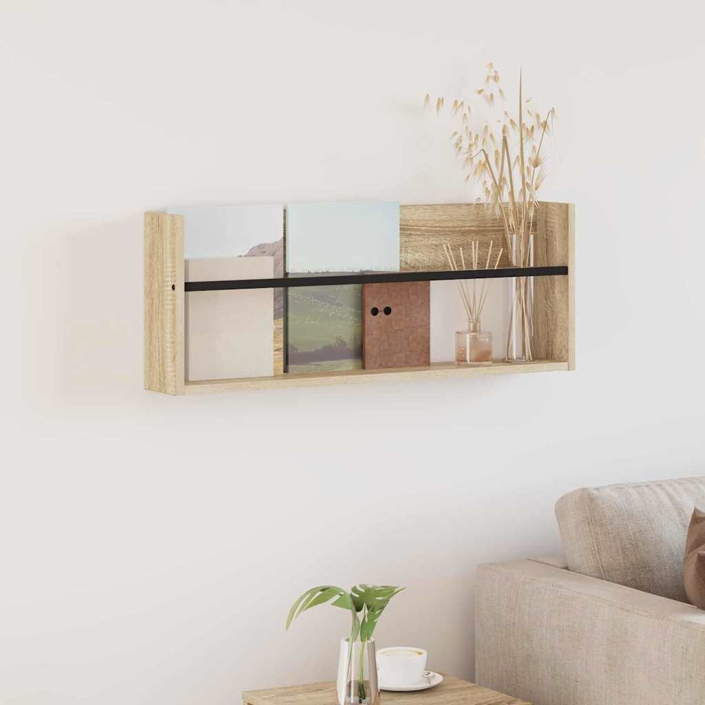 VidaXL Tijdschrift Rek Sonoma Eiken 80 x 12 x 30 cm Bewerkt hout