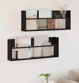 VidaXL Tijdschrift Rek 2 pcs Zwart Eiken 80 x 12 x 30 cm Bewerkt hout