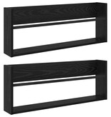 VidaXL Tijdschrift Rek 2 pcs Zwart Eiken 80 x 12 x 30 cm Bewerkt hout
