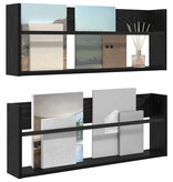 VidaXL Tijdschrift Rek 2 pcs Zwart Eiken 80 x 12 x 30 cm Bewerkt hout