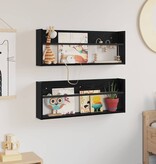 VidaXL Tijdschrift Rek 2 pcs Zwart Eiken 80 x 12 x 30 cm Bewerkt hout