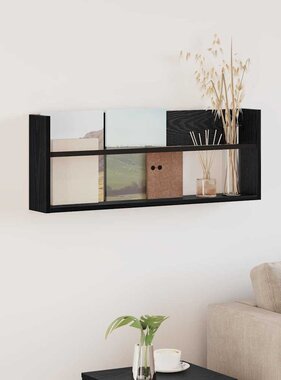 VidaXL Tijdschrift Rek Zwart Eiken 80 x 12 x 30 cm Bewerkt hout
