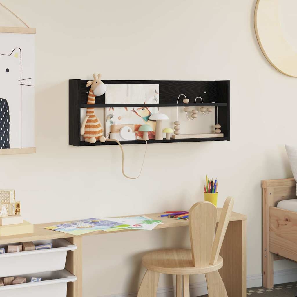 VidaXL Tijdschrift Rek Zwart Eiken 80 x 12 x 30 cm Bewerkt hout