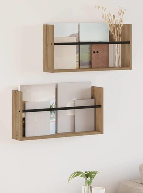 VidaXL Tijdschrift Rek met plank 2 pcs Artisan Eiken 60 x 12 x 30 cm