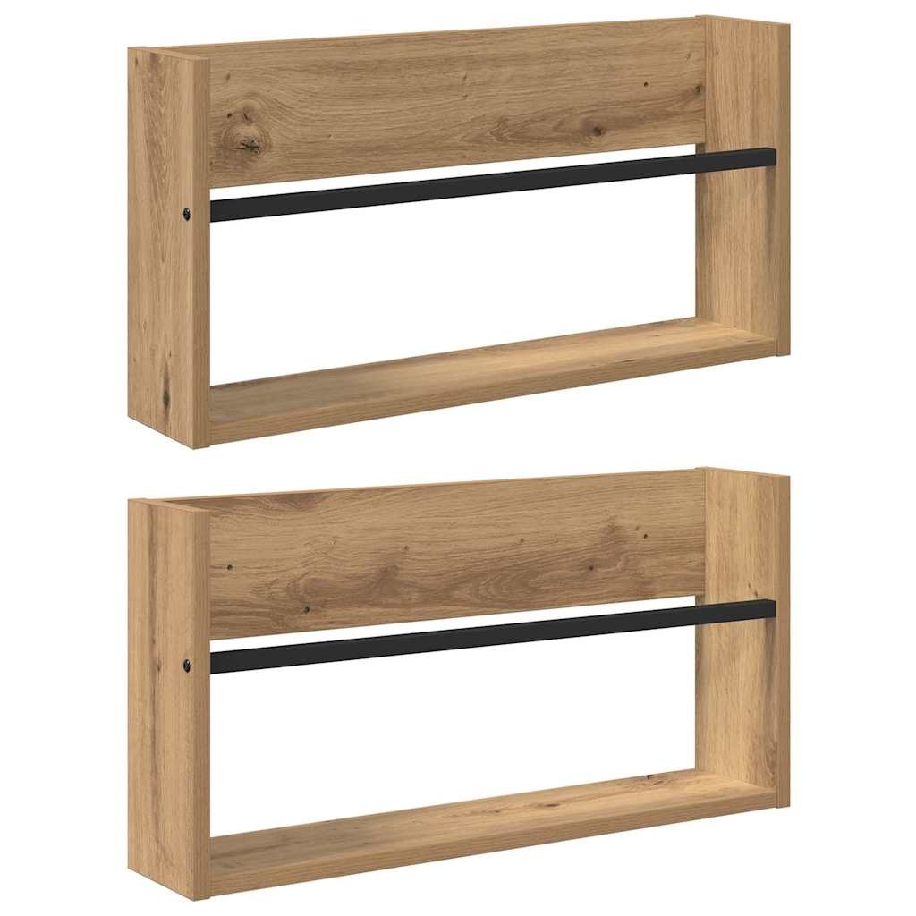 VidaXL Tijdschrift Rek met plank 2 pcs Artisan Eiken 60 x 12 x 30 cm
