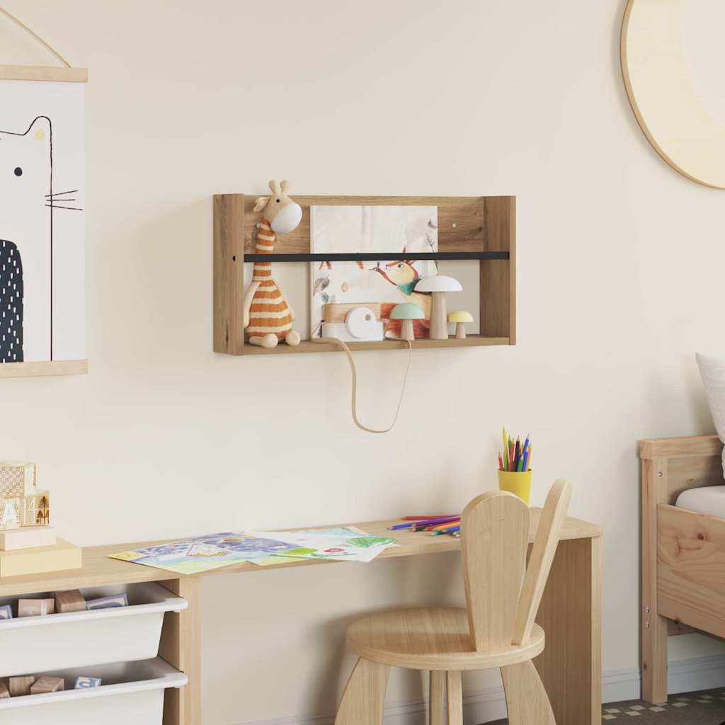 VidaXL Tijdschrift Rek Artisan Eiken 60 x 12 x 30 cm Bewerkt hout