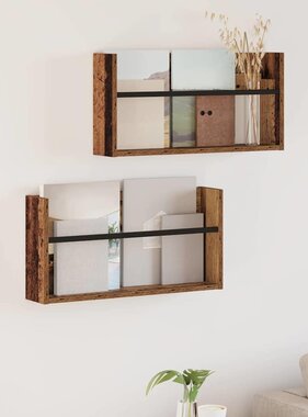 VidaXL Tijdschrift Rek 2 pcs Oudhout 60 x 12 x 30 cm Bewerkt hout