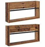 VidaXL Tijdschrift Rek 2 pcs Oudhout 60 x 12 x 30 cm Bewerkt hout