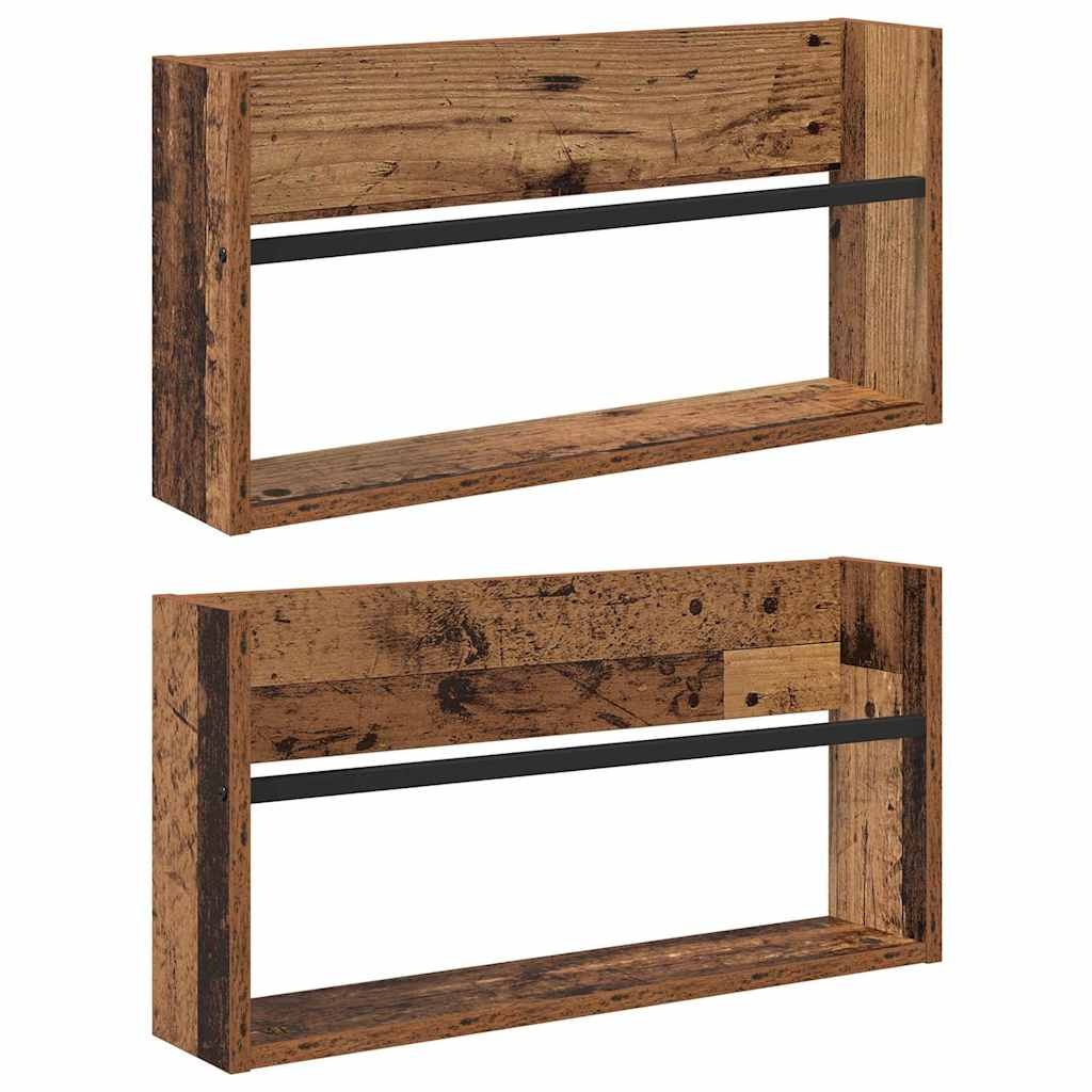 VidaXL Tijdschrift Rek 2 pcs Oudhout 60 x 12 x 30 cm Bewerkt hout