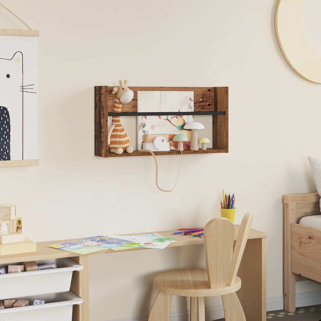 VidaXL Tijdschrift Rek met plank Oudhout 60 x 12 x 30 cm Bewerkt hout