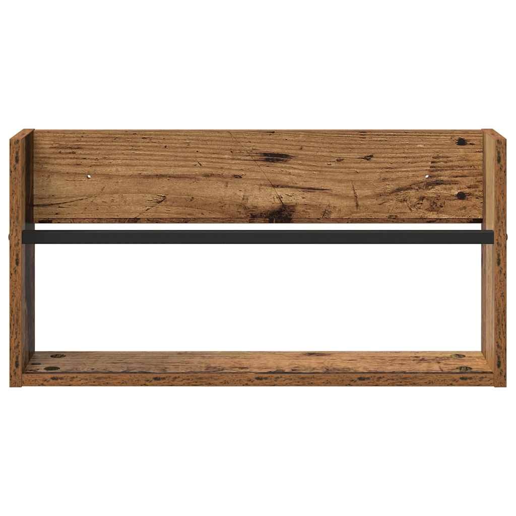 VidaXL Tijdschrift Rek met plank Oudhout 60 x 12 x 30 cm Bewerkt hout