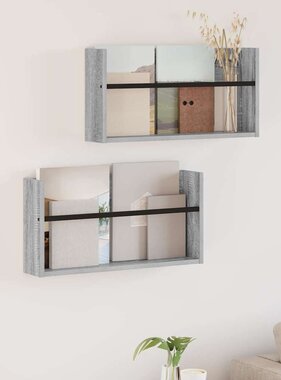 VidaXL Tijdschrift Rek 2 pcs Grijs Sonoma 60 x 12 x 30 cm Bewerkt hout