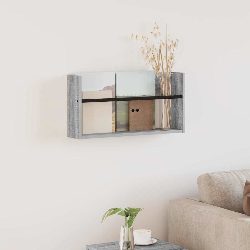 VidaXL Tijdschrift Rek Grijs Sonoma 60 x 12 x 30 cm Bewerkt hout