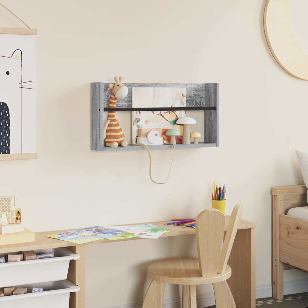 VidaXL Tijdschrift Rek Grijs Sonoma 60 x 12 x 30 cm Bewerkt hout