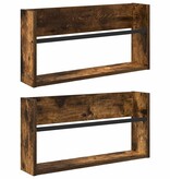 VidaXL Tijdschrift Rek met plank 2 pcs Gerookt eiken 60 x 12 x 30 cm