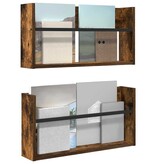 VidaXL Tijdschrift Rek met plank 2 pcs Gerookt eiken 60 x 12 x 30 cm