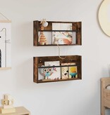 VidaXL Tijdschrift Rek met plank 2 pcs Gerookt eiken 60 x 12 x 30 cm