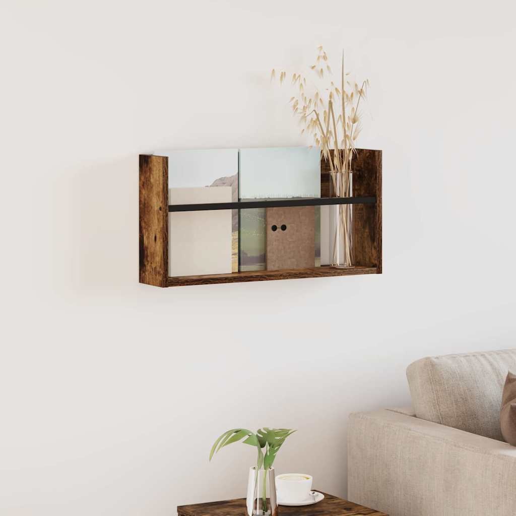 VidaXL Tijdschrift Rek Gerookt eiken 60 x 12 x 30 cm Bewerkt hout