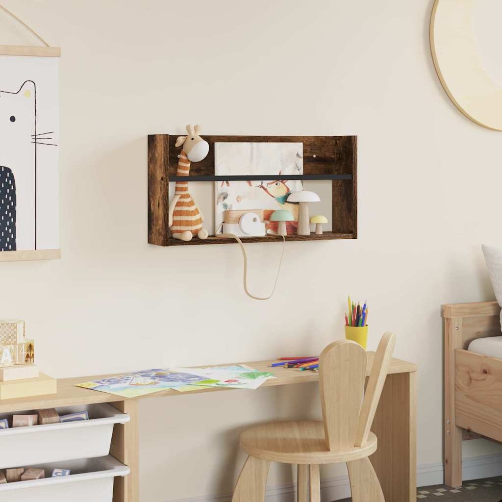 VidaXL Tijdschrift Rek Gerookt eiken 60 x 12 x 30 cm Bewerkt hout