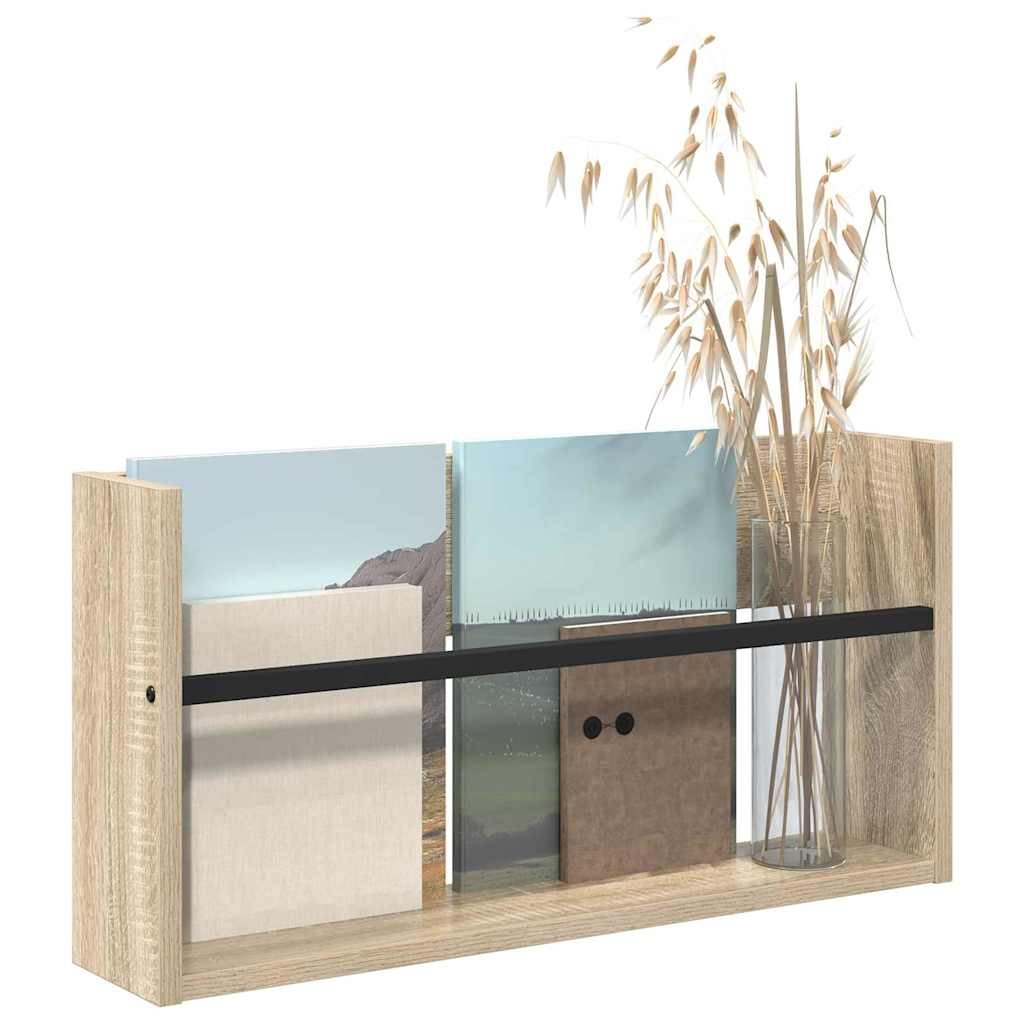 VidaXL Tijdschrift Rek Sonoma Eiken 60 x 12 x 30 cm Bewerkt hout