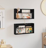 VidaXL Tijdschrift Rek 2 pcs Zwart Eiken 60 x 12 x 30 cm Bewerkt hout