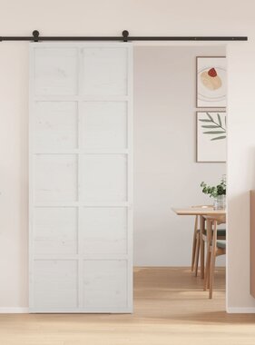 VidaXL Schuifdeur 80x208 cm massief grenenhout wit