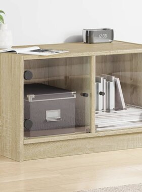 VidaXL Tv-meubel met glazen deuren 68x37x42 cm sonoma eikenkleurig