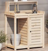 VidaXL Oppottafel met schappen 82,5x50x109,5 cm massief grenenhout