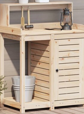 VidaXL Oppottafel met schappen 82,5x50x109,5 cm massief grenenhout