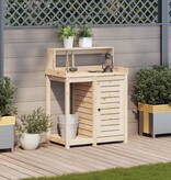 VidaXL Oppottafel met schappen 82,5x50x109,5 cm massief grenenhout