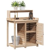 VidaXL Oppottafel met schappen 82,5x50x109,5 cm massief grenenhout