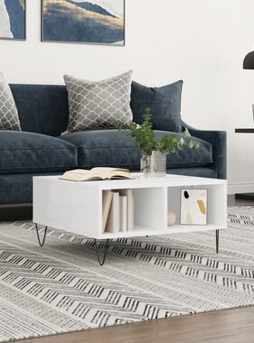 VidaXL Salontafel 60x60x30 cm bewerkt hout hoogglans wit