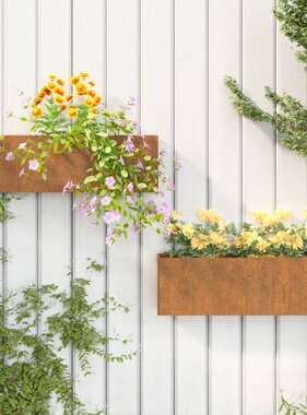 VidaXL Plantenbakken wandmontage 2 st 53x10x17 cm cortenstaal roestig