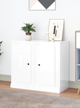 VidaXL Dressoirs 2 st 37,5x35,5x67,5 cm bewerkt hout hoogglans wit