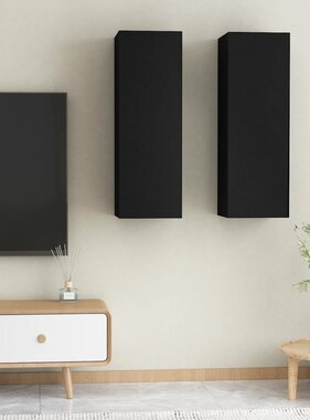 VidaXL Tv-meubels 2 st 30,5x30x90 cm bewerkt hout zwart