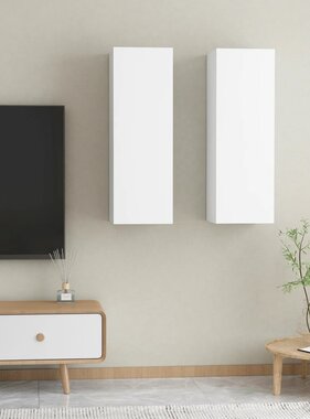 VidaXL Tv-meubels 2 st 30,5x30x90 cm bewerkt hout wit