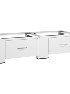 VidaXL Wasmachine- en drogerverhoger dubbel met lades wit