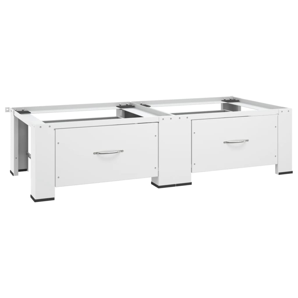 VidaXL Wasmachine- en drogerverhoger dubbel met lades wit