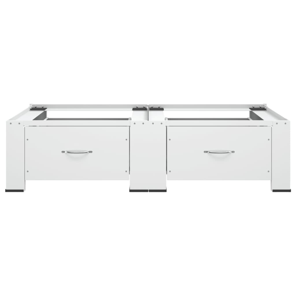 VidaXL Wasmachine- en drogerverhoger dubbel met lades wit