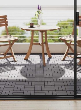 VidaXL Terrastegels 10 st 30x30 cm massief acaciahout greywash