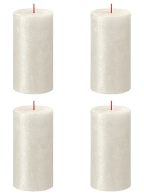 VidaXL Stompkaarsen Shimmer 4 st rustiek 130x68 mm ivoorkleurig