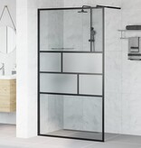 VidaXL Inloop Douche Wand Zwart 80 x 195 x 0.5 cm Glas en Aluminium