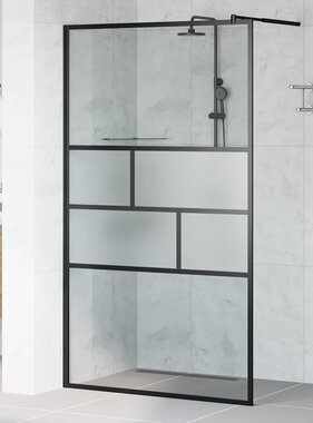 VidaXL Inloop Douche Wand Zwart 80 x 195 x 0.5 cm Glas en Aluminium