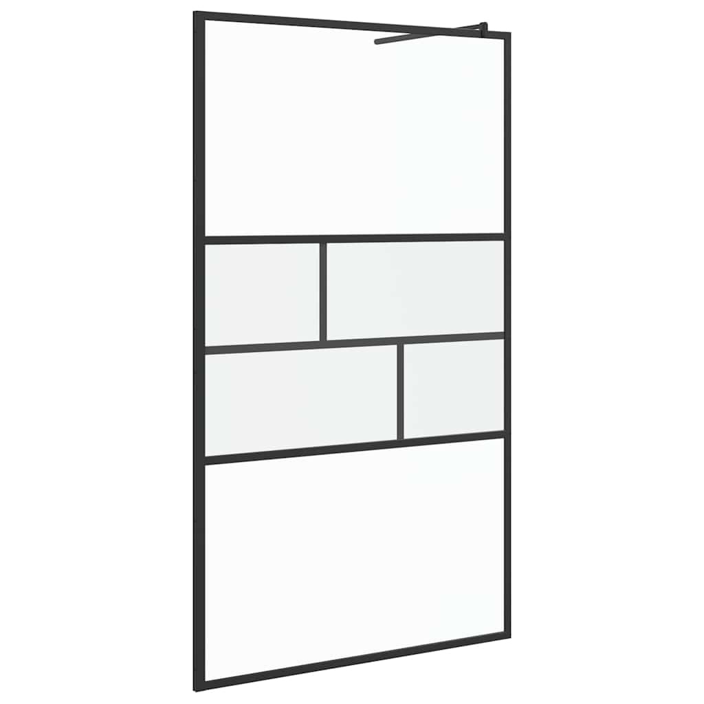 VidaXL Inloop Douche Wand Zwart 80 x 195 x 0.5 cm Glas en Aluminium