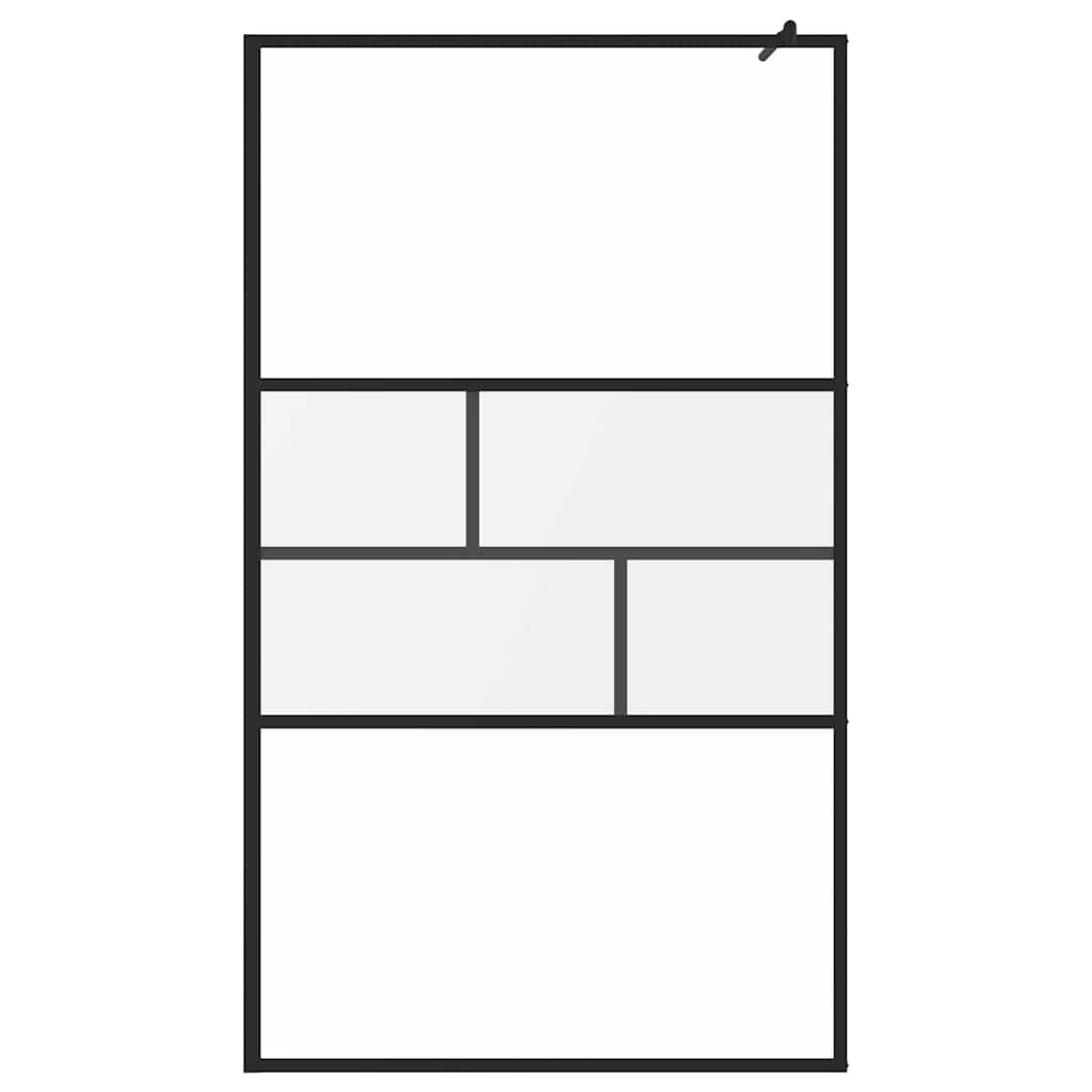 VidaXL Inloop Douche Wand Zwart 80 x 195 x 0.5 cm Glas en Aluminium